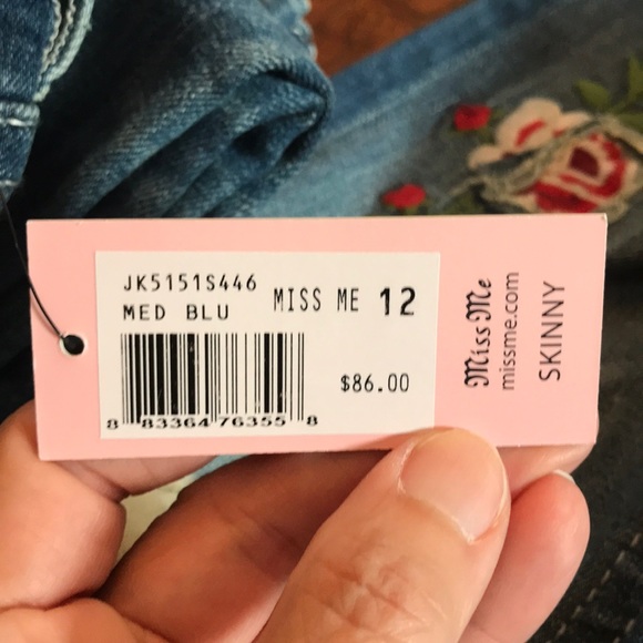 Miss Me Girls Skinny NWT patch work medium blue - Picture 8 of 8